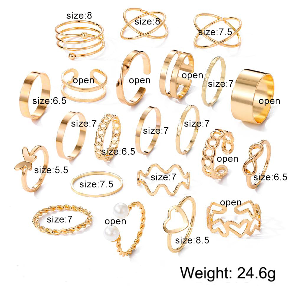 Dollcini, 33 db fülbevaló és gyűrű, kiváló minőségű ötvözet fülbevaló, gyűrű, arany