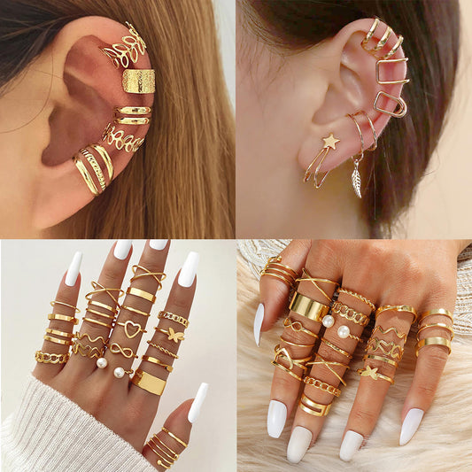 Dollcini, 33 pcs earrings and rings, high quality alloy earrings, rings, gold