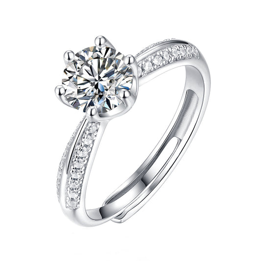 Dollcini 3 Carat 6 Prong Moissanite Ring for Women D Color VVS1 Clarity Laboratory Diamond Engagement Ring 14K White Gold Sterling Silver Ezust Matte