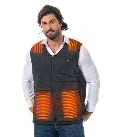 Dollcini Stylish Heated Vest For Men Winter Vest 9 Heated Zone Inner Vest With USB Heating System Windproof Electric Insulated Jacket Black