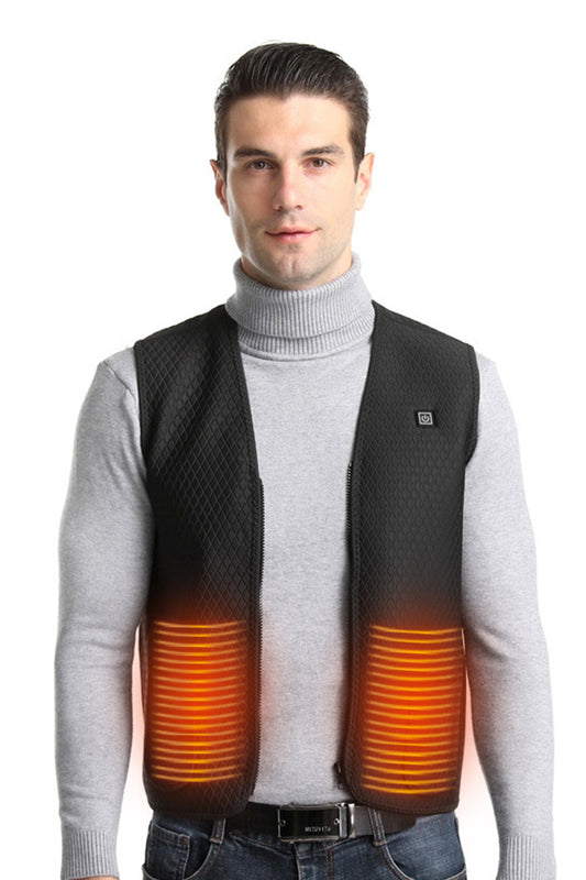 Dollcini Heated Men's V-Neck Vest Winter Warm Vest USB Heating System Windproof Electrically Insulated Jacket Suitable for Outdoor Travel and Office Use